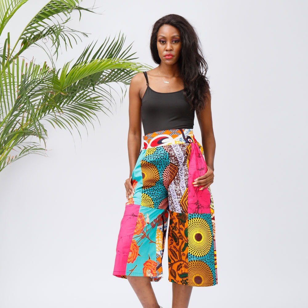 African print patchwork pants - Ukenia