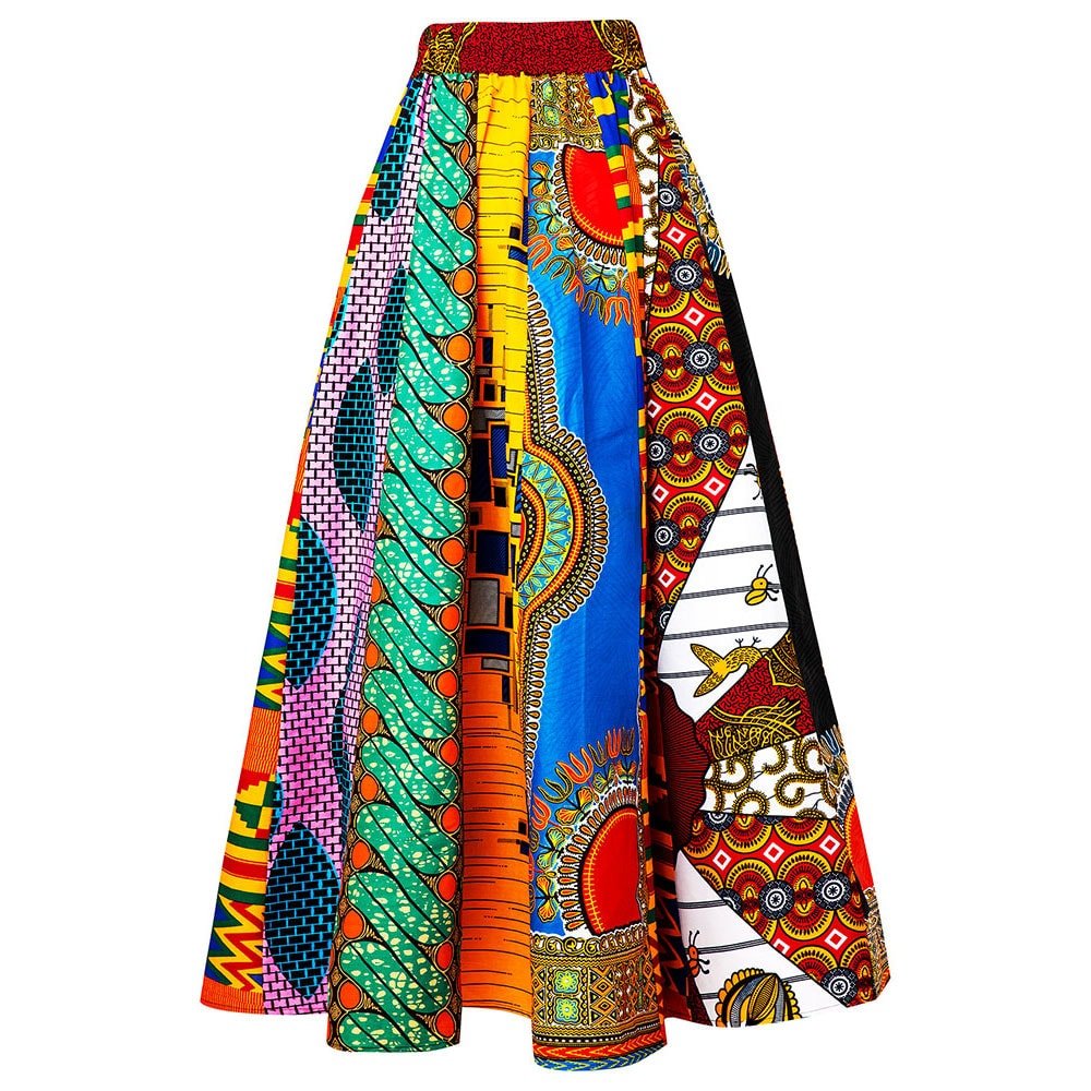 Terry maxi patchwork skirt - Ukenia