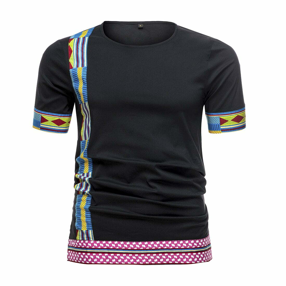 Men’s black summer short sleeve ankara tshirt - Ukenia
